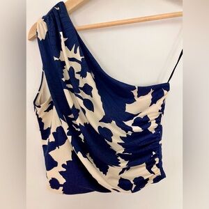 H&M One-Shoulder top in Blue and Cream Floral